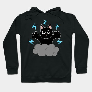 Blue Lightning Black Cat Hoodie